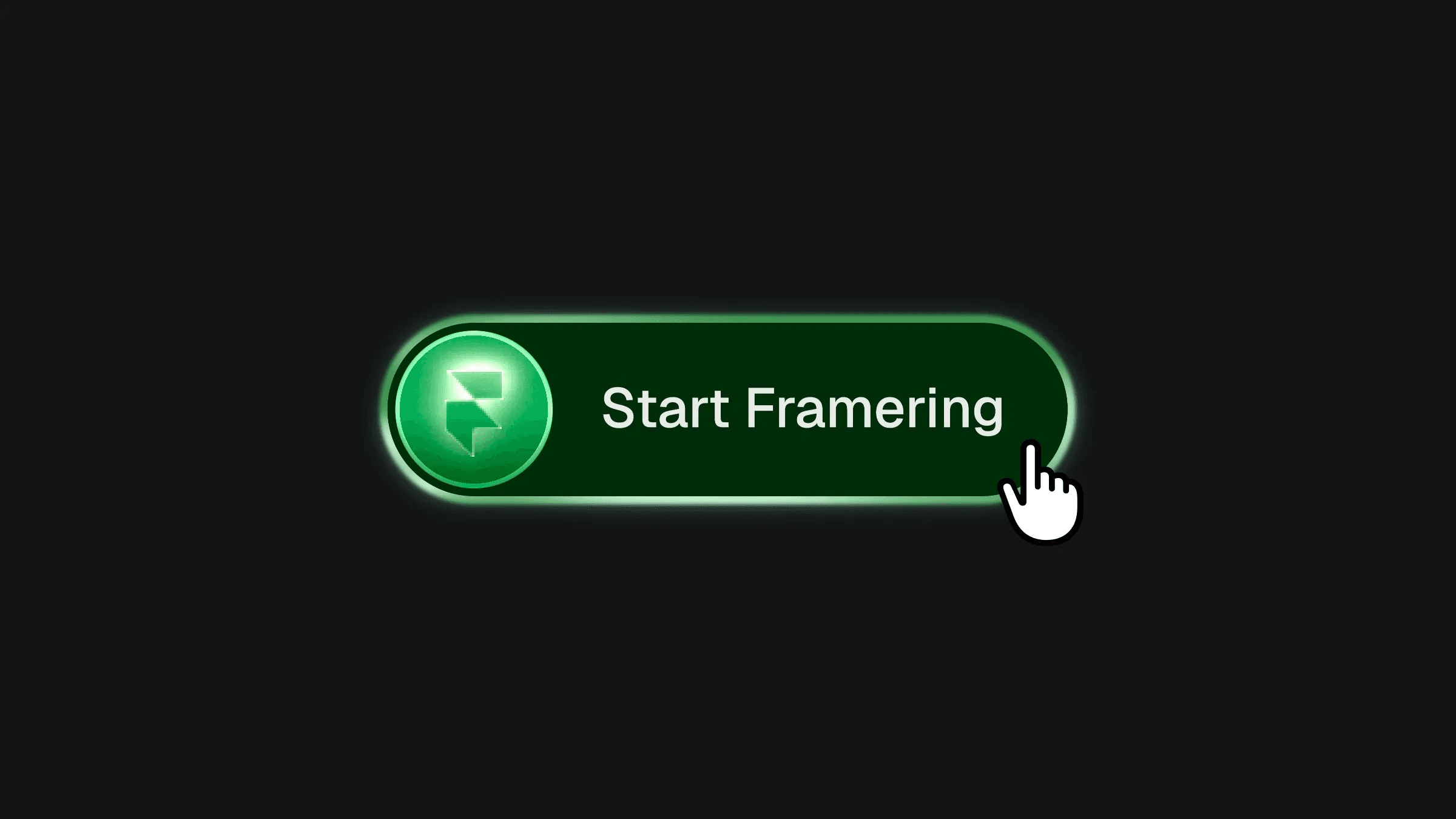 Glowing 'Start Framering' button with Framer logo