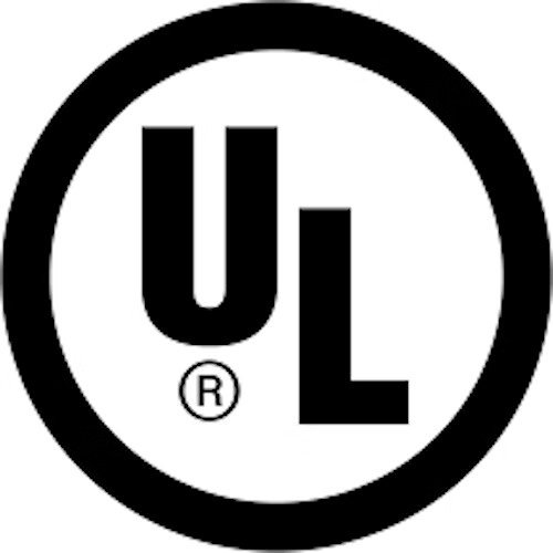 UL certification mark in black and white, indicating product safety and compliance tested by Underwriters Laboratories.