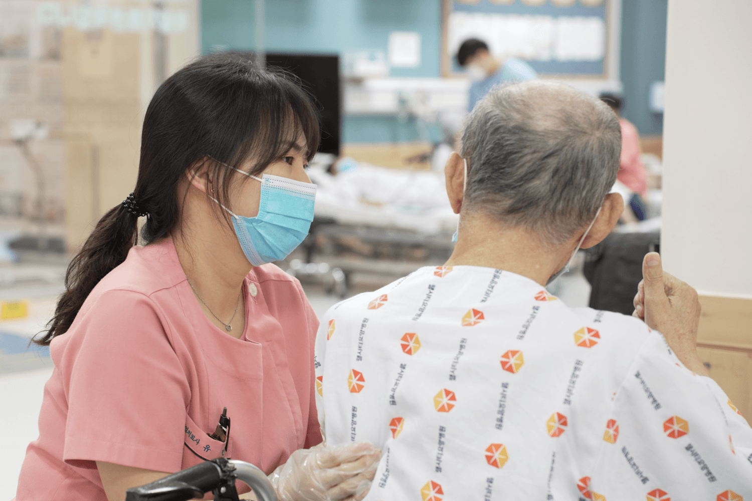 Team working in an office watching at a presentation