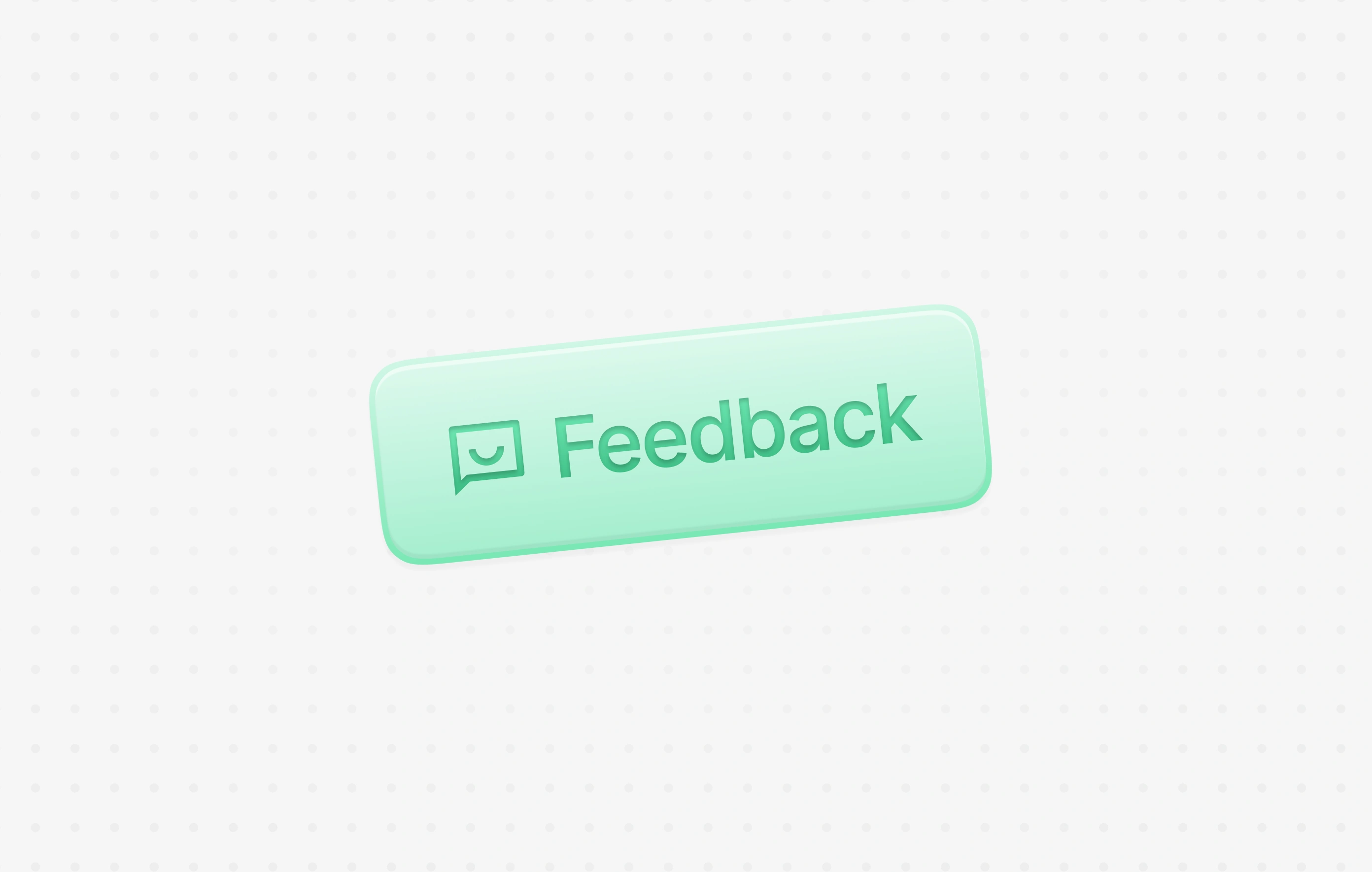 Mint feedback badge with smile message bubble icon