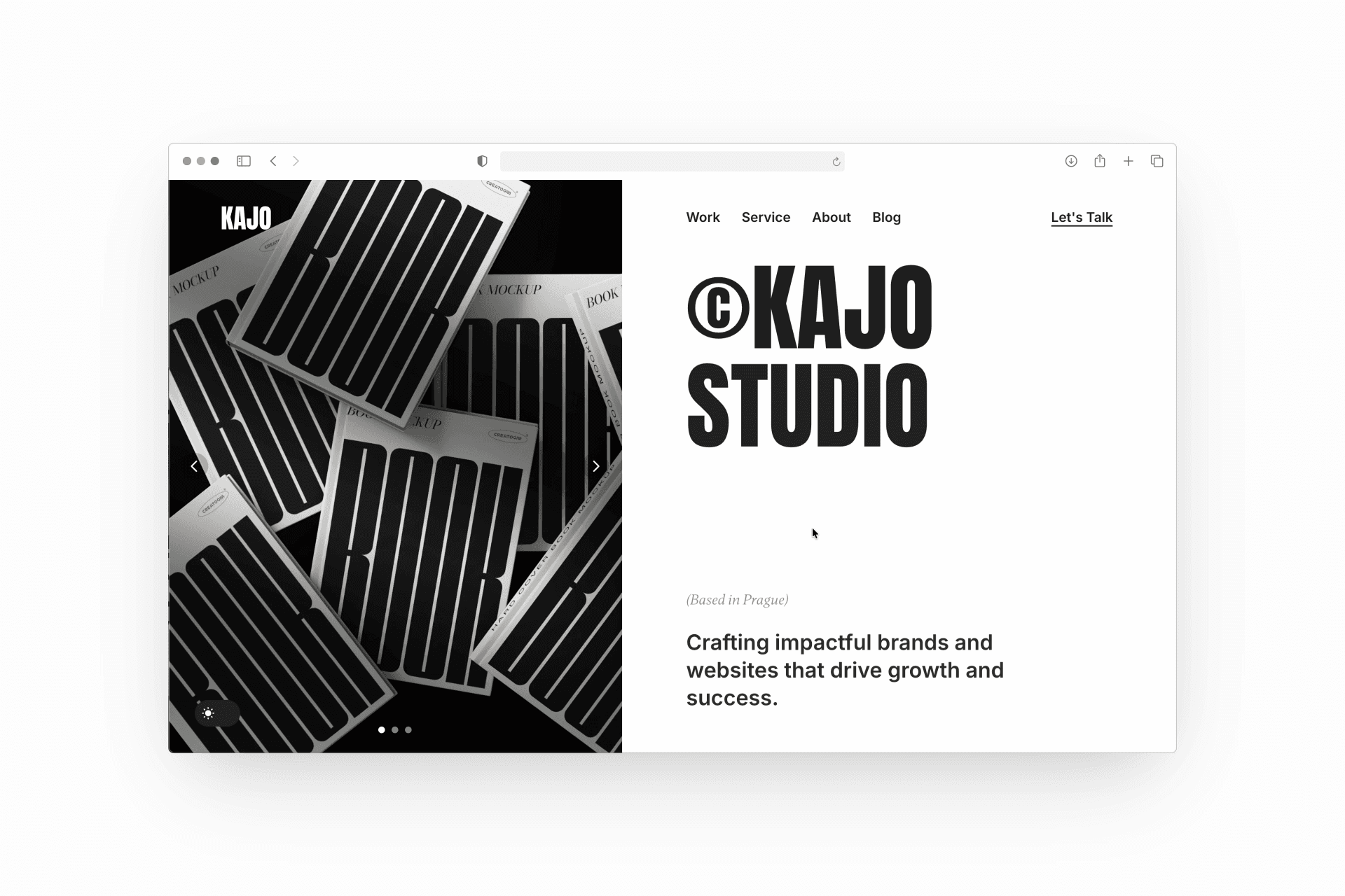 Kajo Framer template homepage hero section mockup