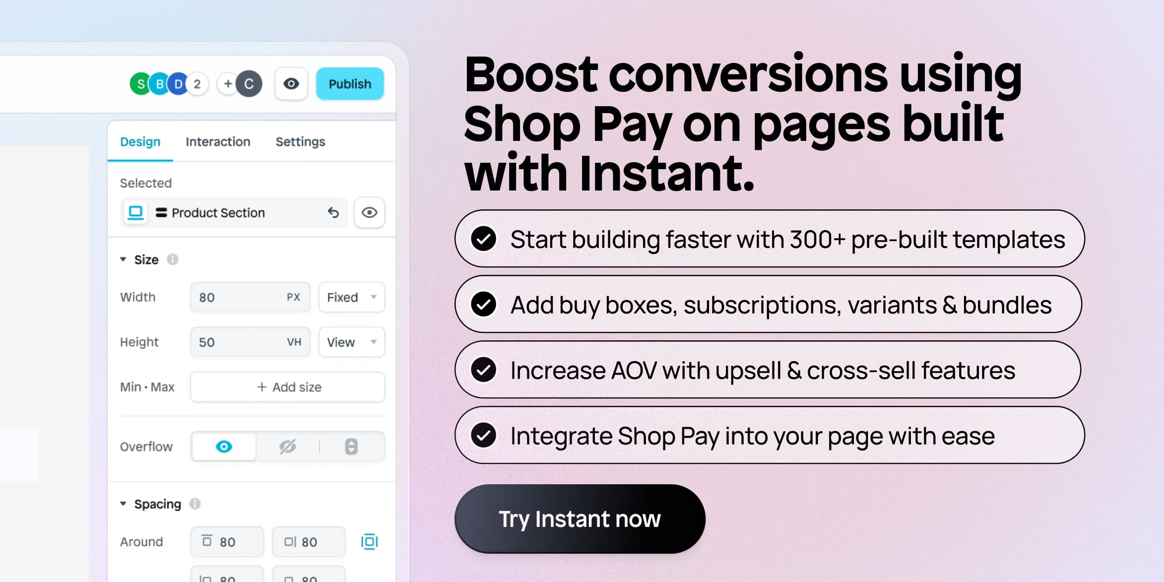 shop pay and instant integration