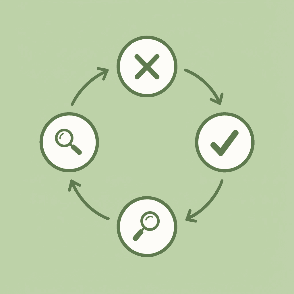 Five-step circular workflow showing the MCQ solving process with AI