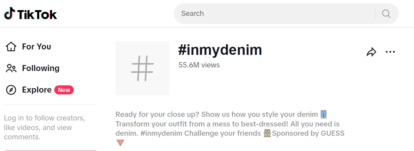Example of Guess UGC campaigns using unique hashtags