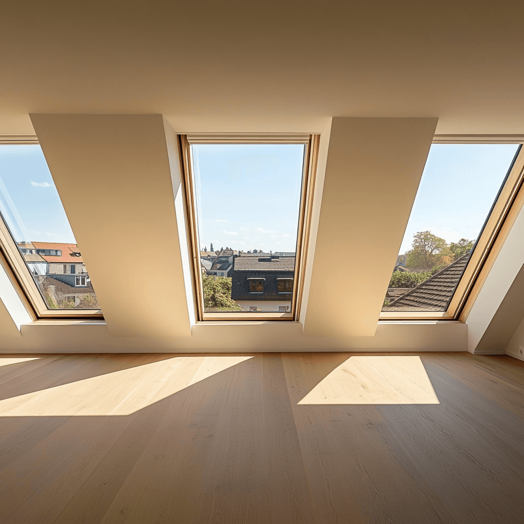 Ausgebauter Dachboden mit neuen Fenstern und viel Stauraum