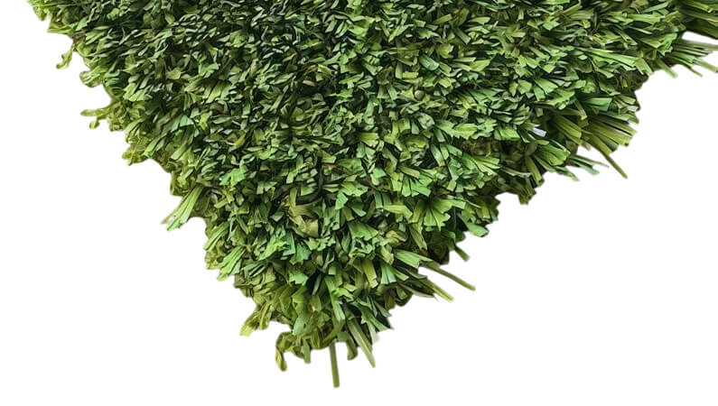 This AGL Grass swatch featuring XL Pro Artificial Sports turf is a soft duotone blend of olive and field green.