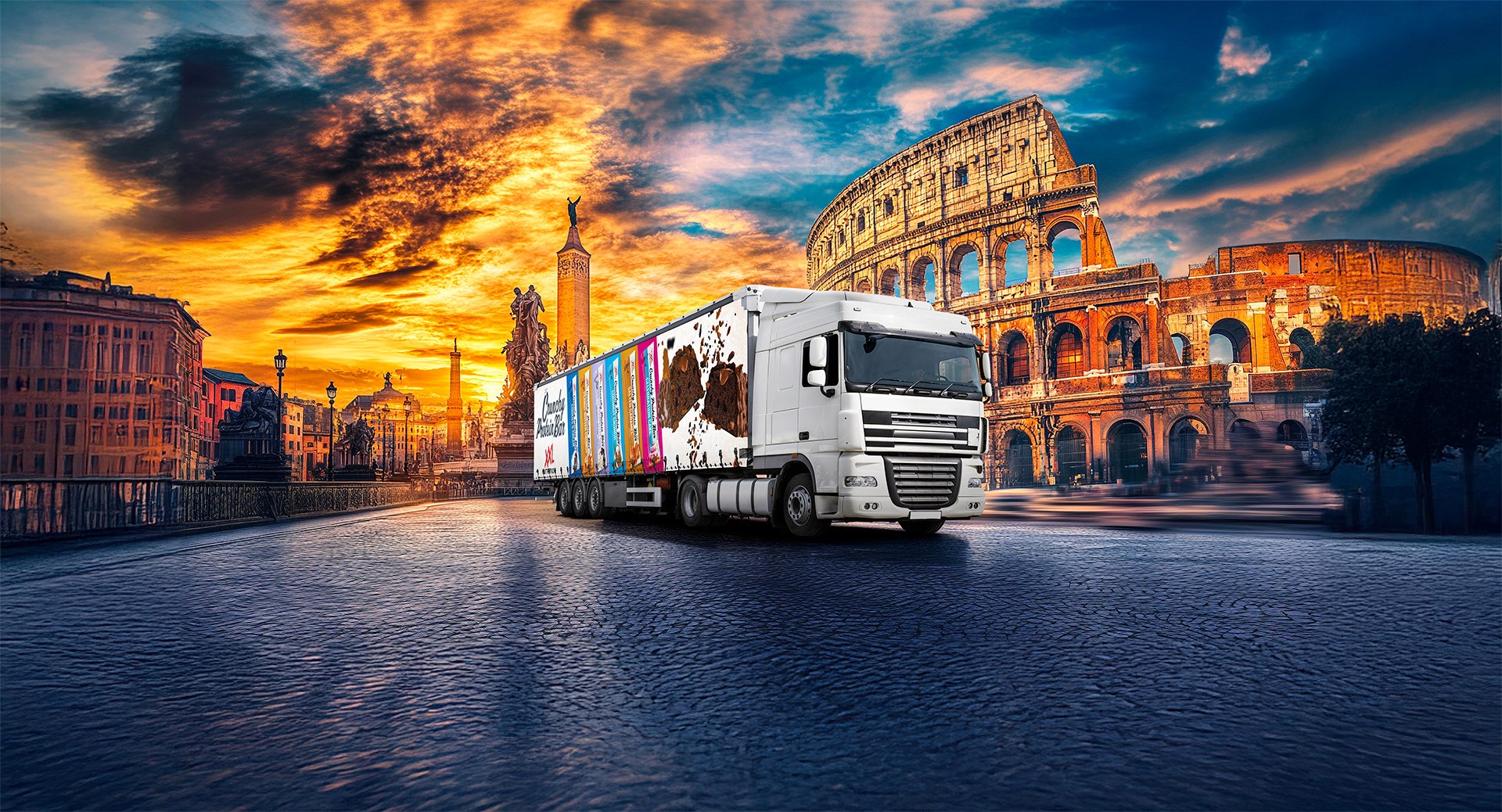 Teamfoto van trayler met 5 mensen erop