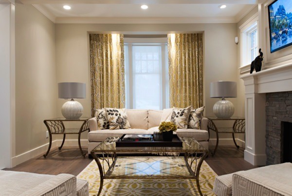 Image of Luxury living room design with furniture, window coverings, and layout design by KHD Homes interior designers.