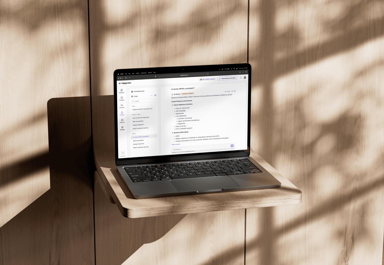 Happysales knowledge base article displayed on a laptop