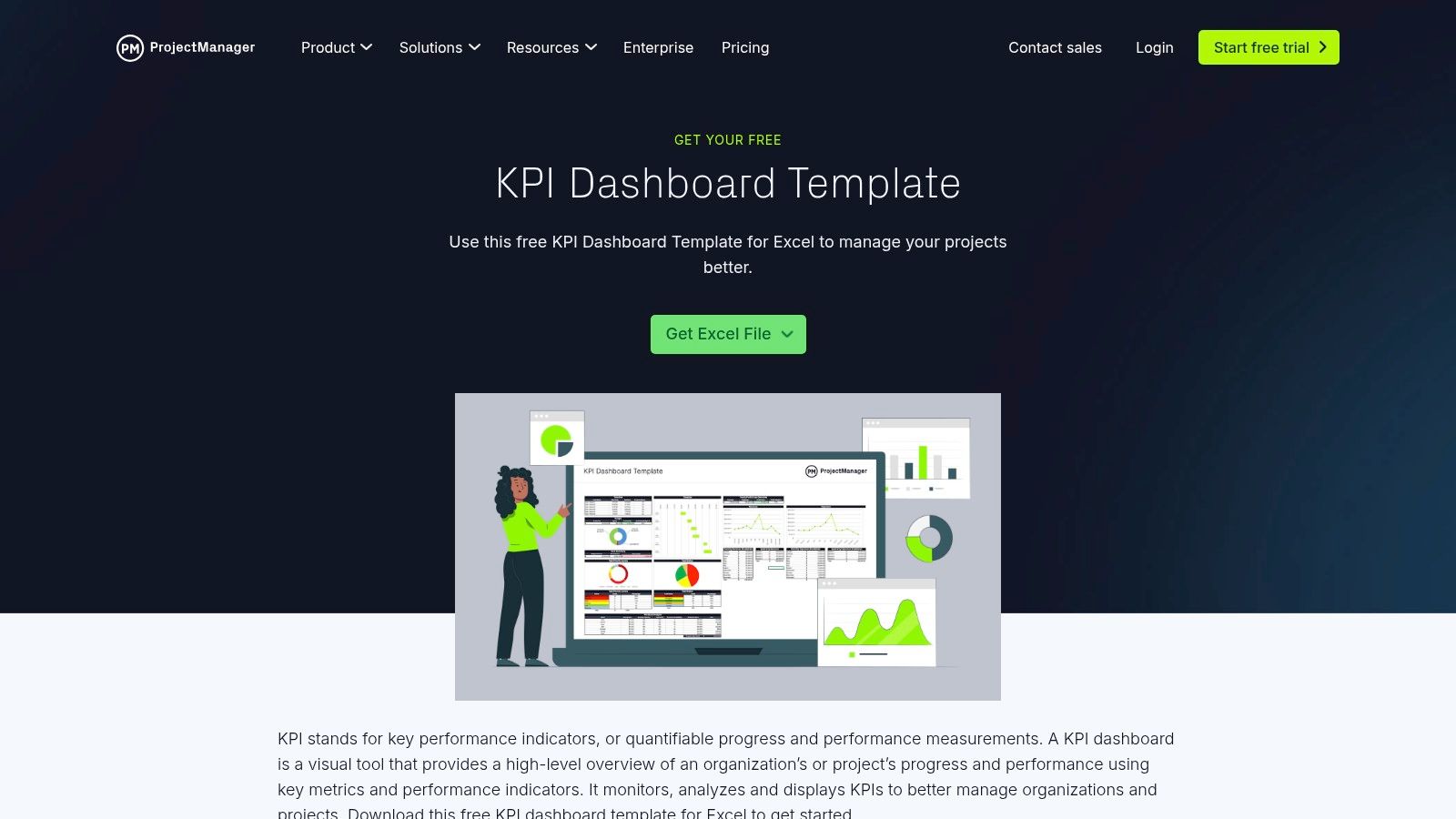 ProjectManager KPI Dashboard Template (Excel)