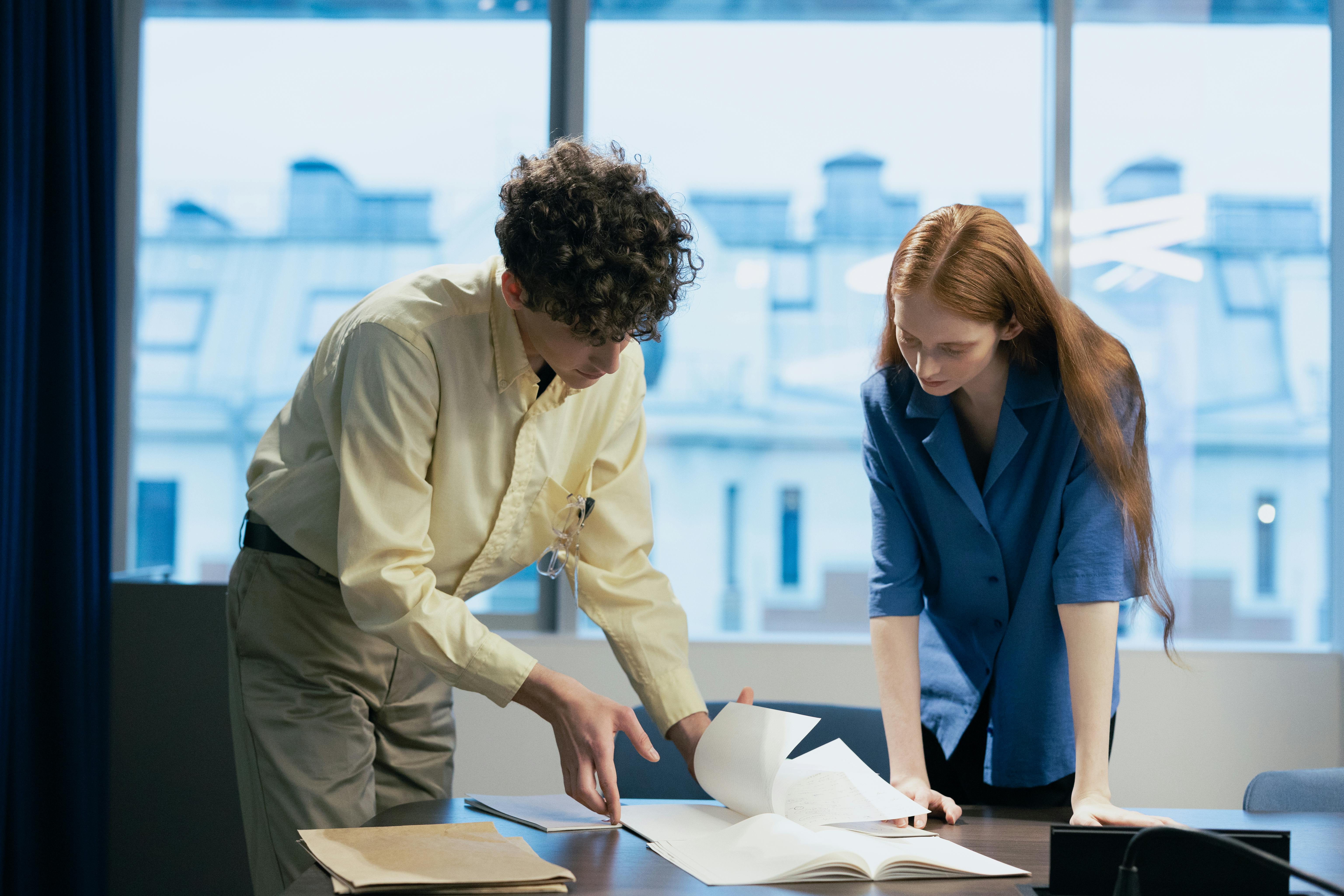 Mortgage broker working and looking on papers