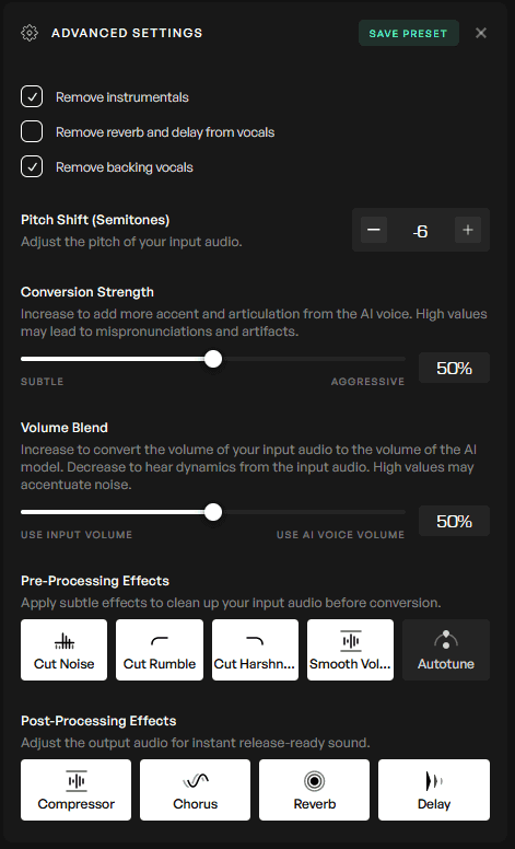 Advanced settings feature on Kits