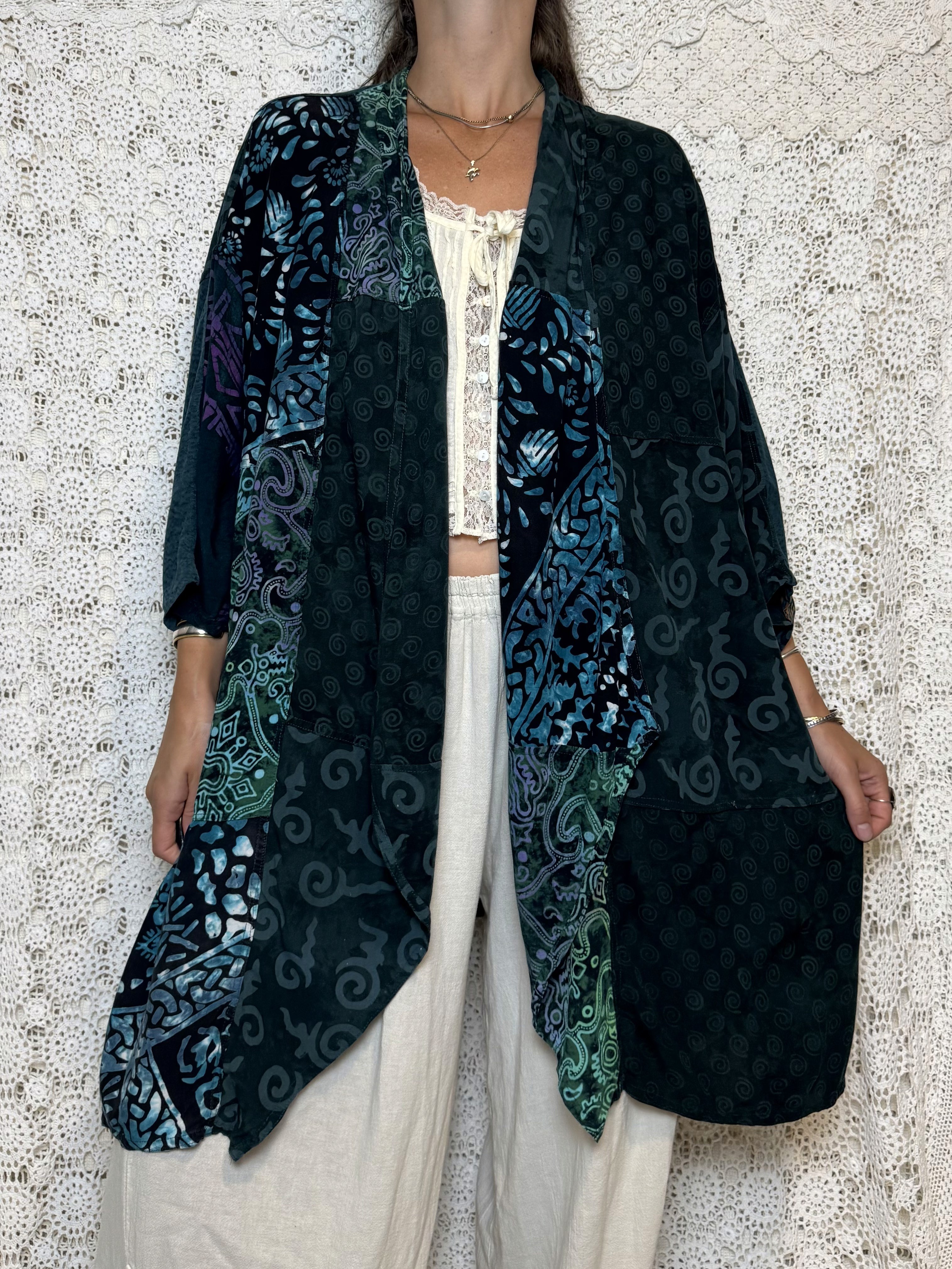 patchwork hippie open front duster