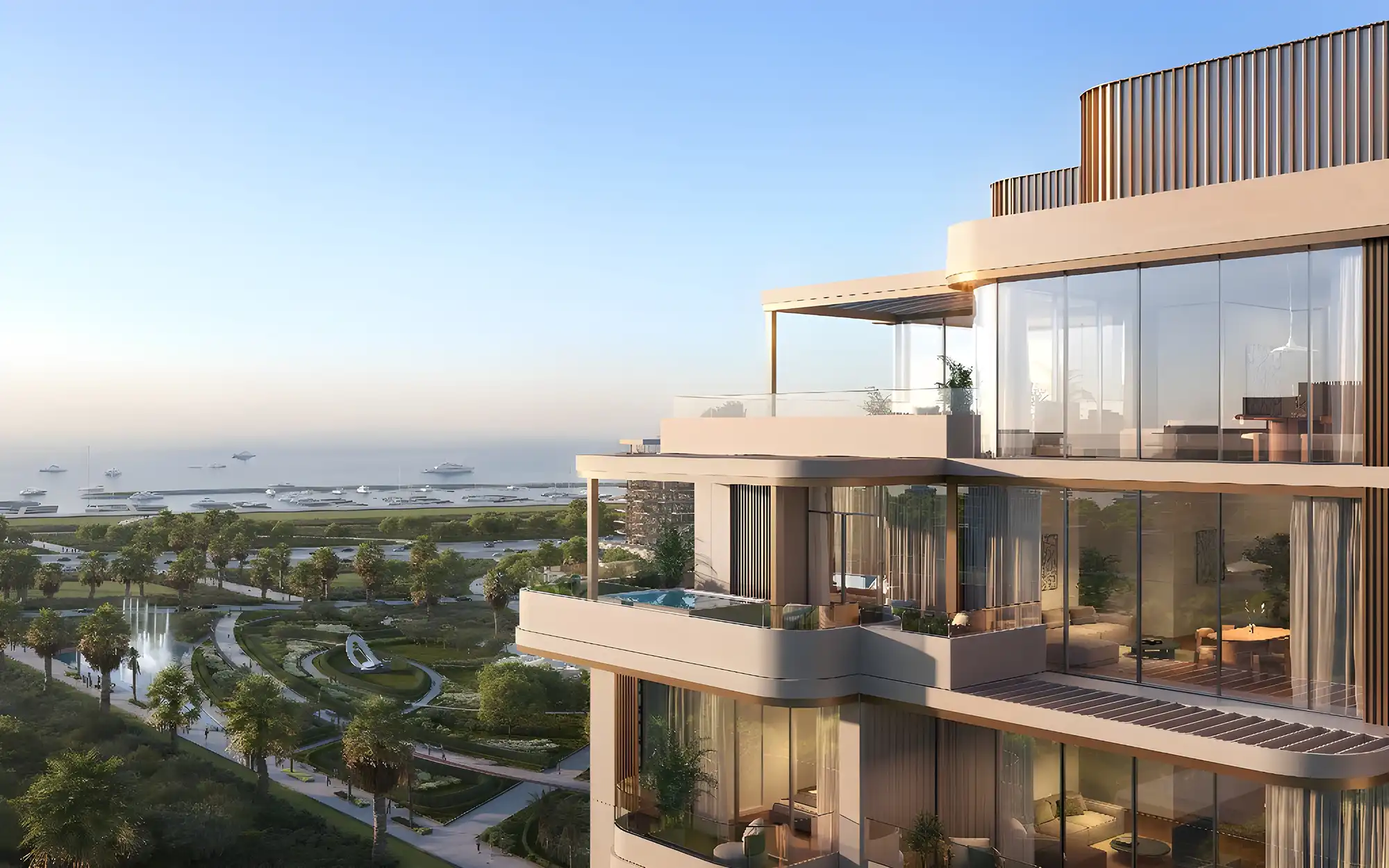 An apartment complex with a swimming pool in the middle, identified as the "House of Well."