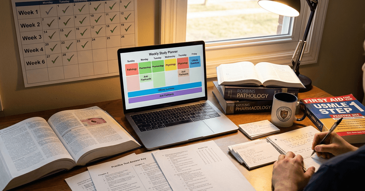 Cover: USMLE Step 1 Study Schedule 2026: Week-by-Week Plan, Resource Stack and Score-Maximizing Strategy