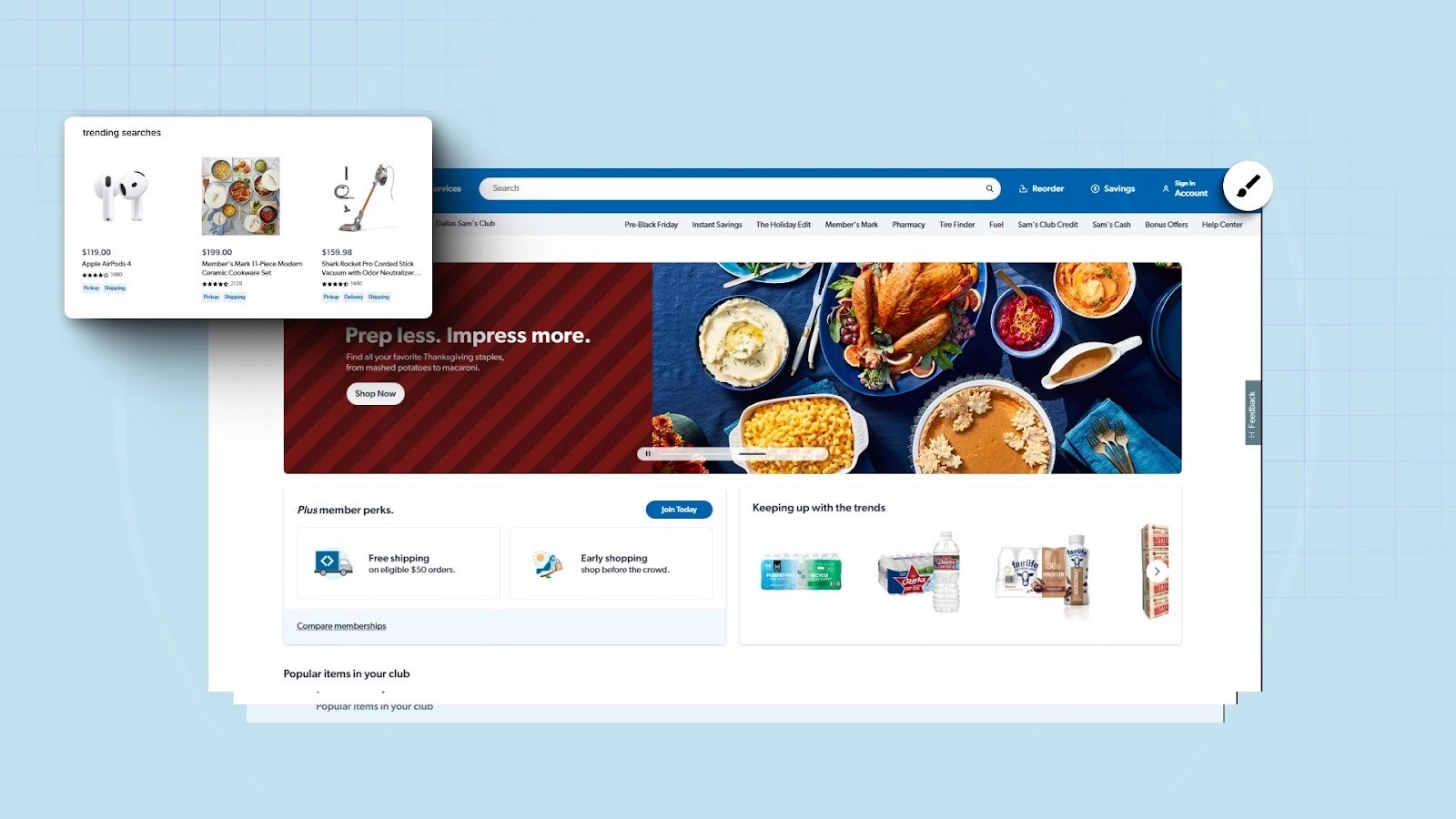 Sam’s Club’s "Recent Searches"
