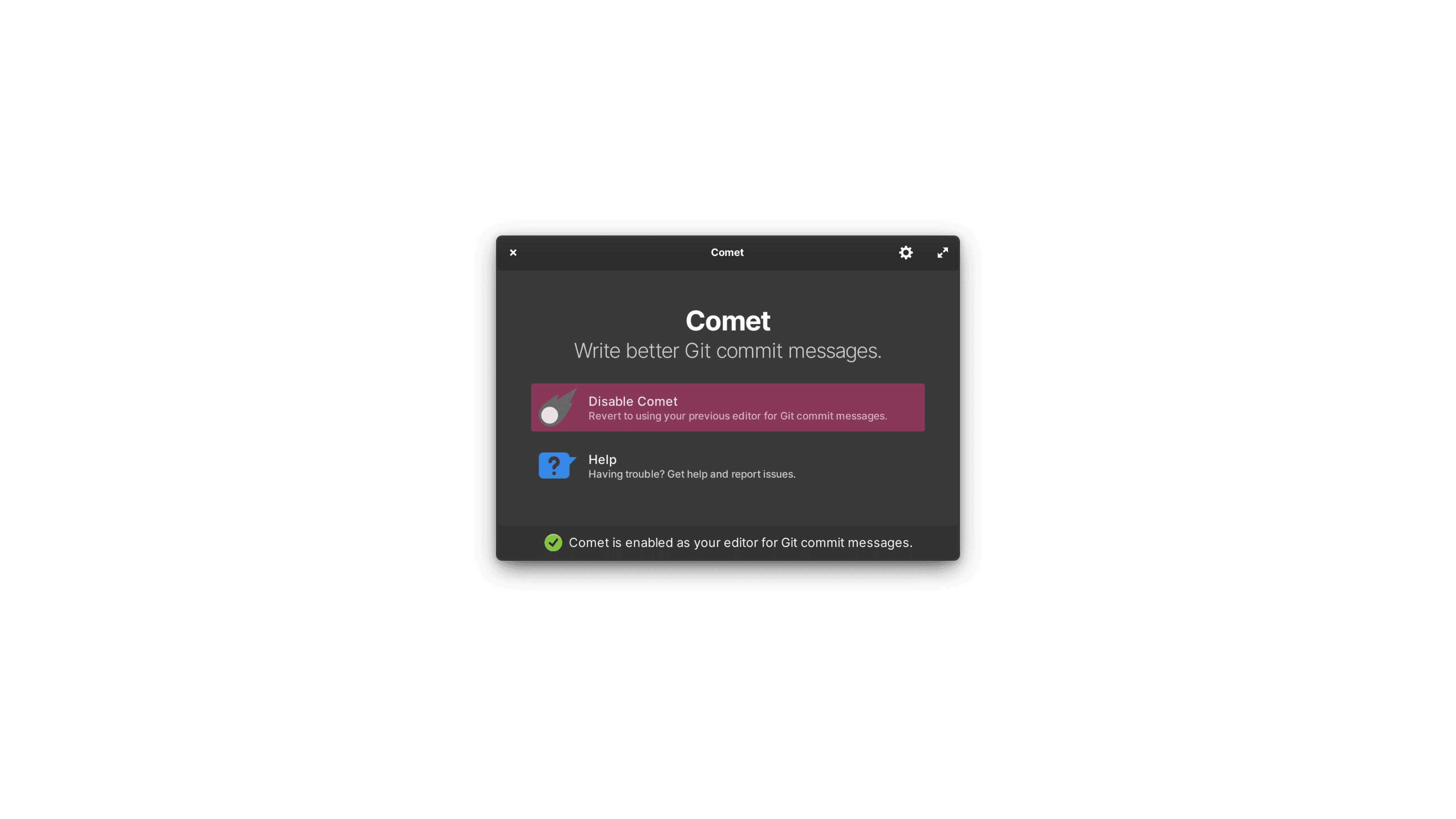 Comet can update your Git configuration for you screenshot