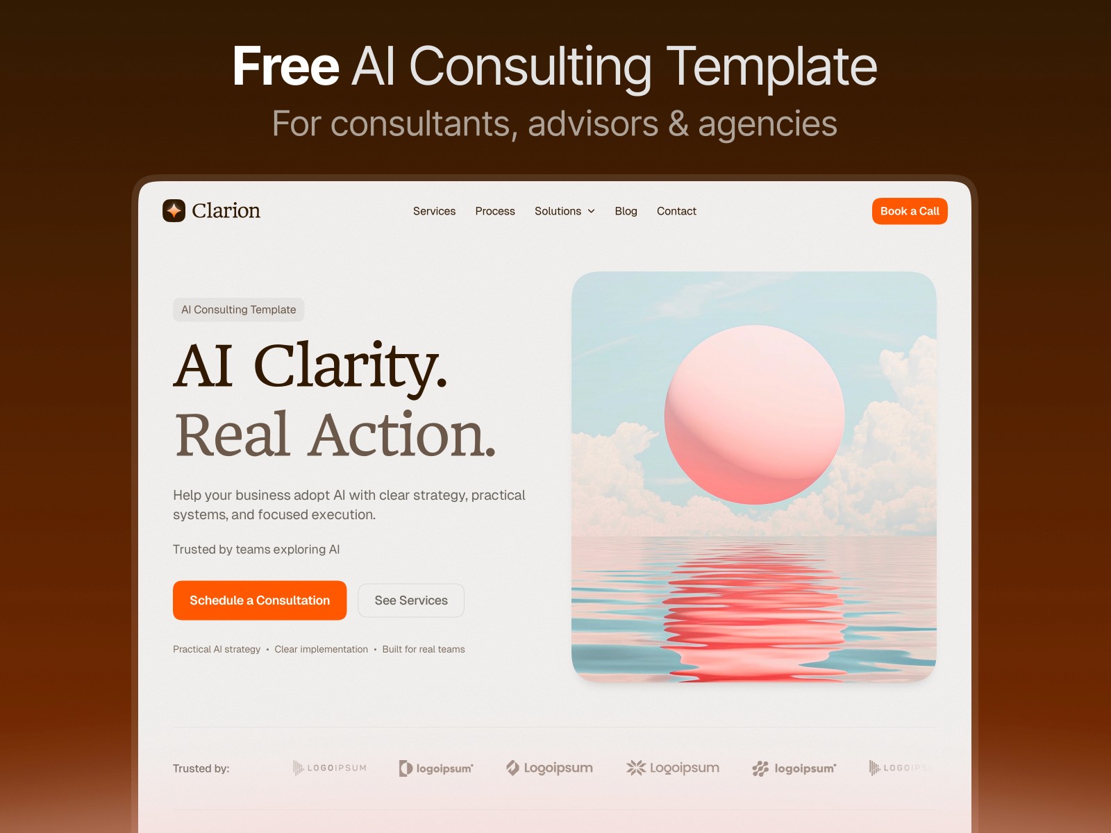 Clarion — 现代动效 AI 机构落地页设计灵感