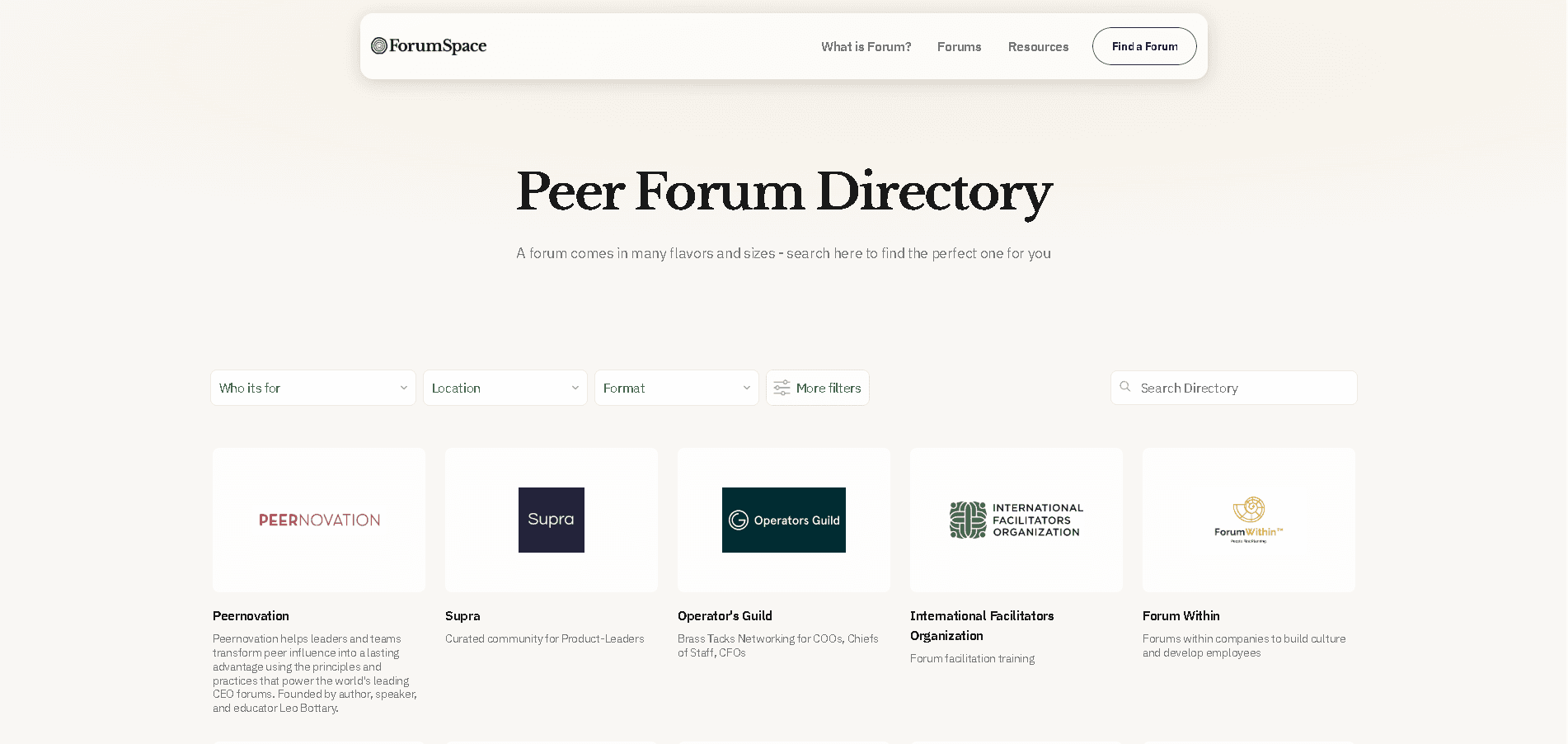 ForumSpace Peer Forum Directory