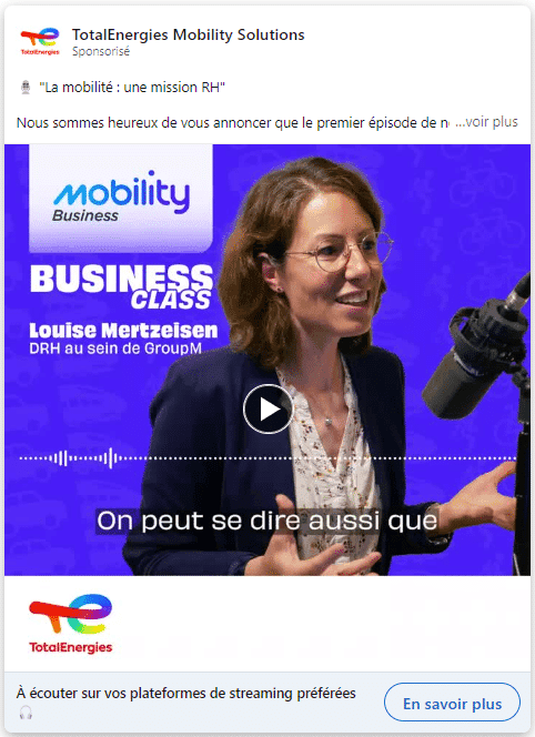 post sponsorisé sur linkedin