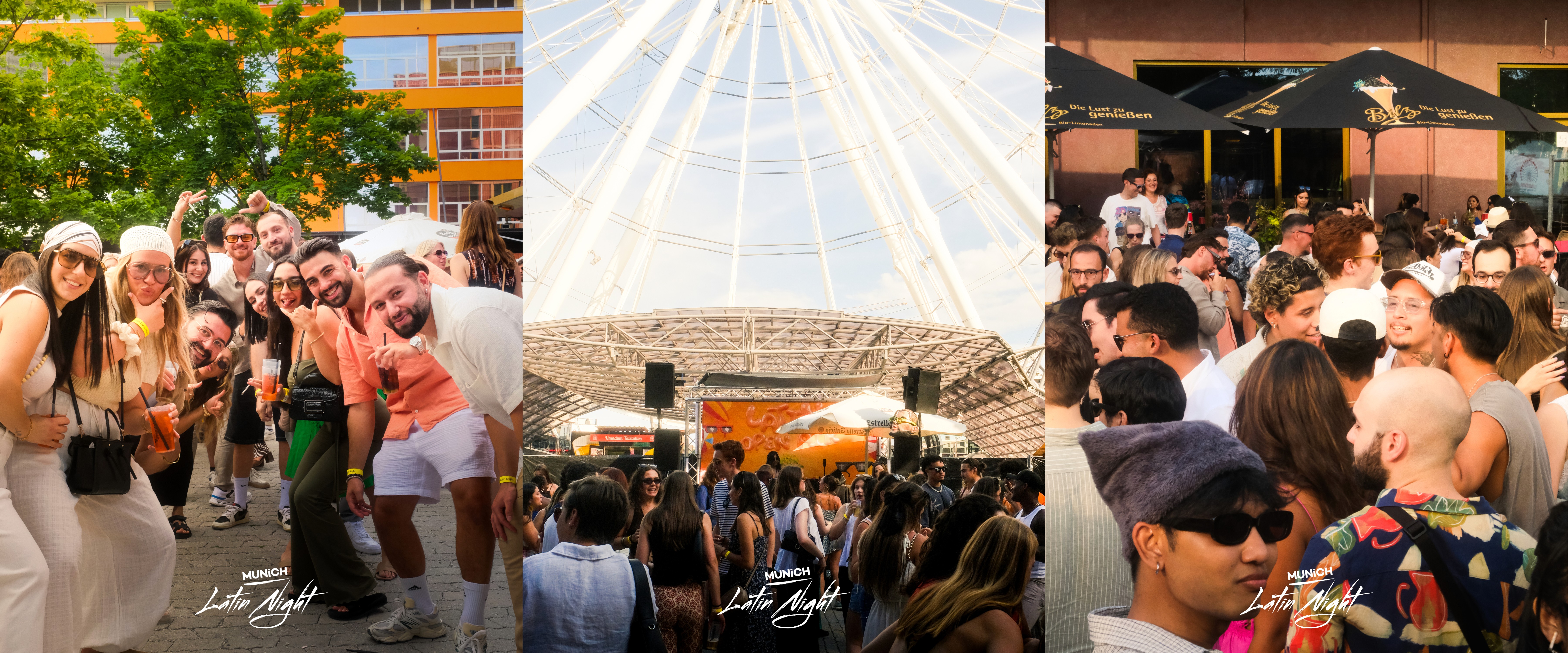Event-Content München von studio doppelwerk: Gäste der Latin Night Munich bei Open-Air-Party unter Zeltdach und auf der Tanzfläche