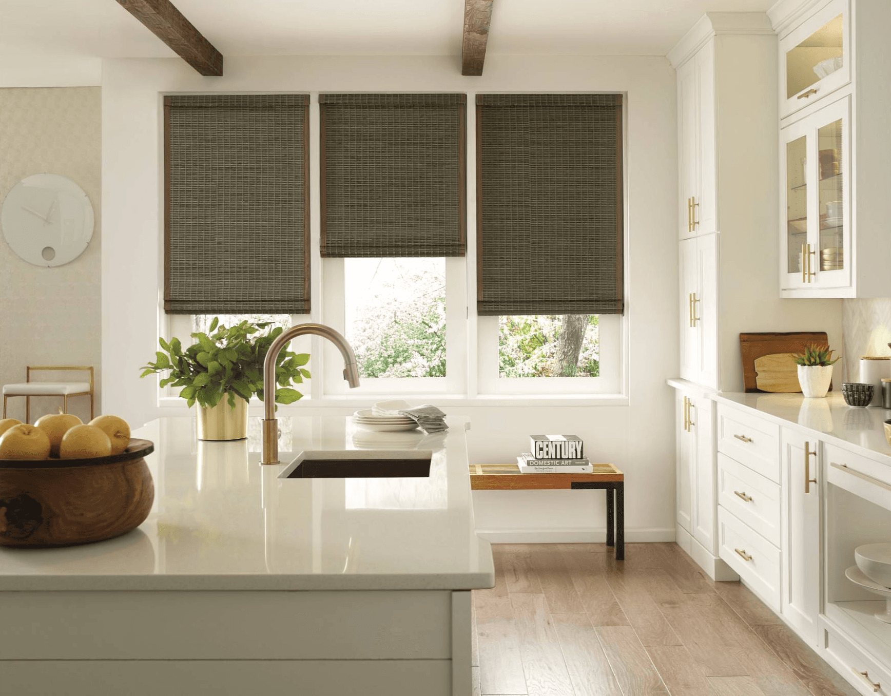 Provenance® Woven Wood Shades with Powerview Automation in Kitchen