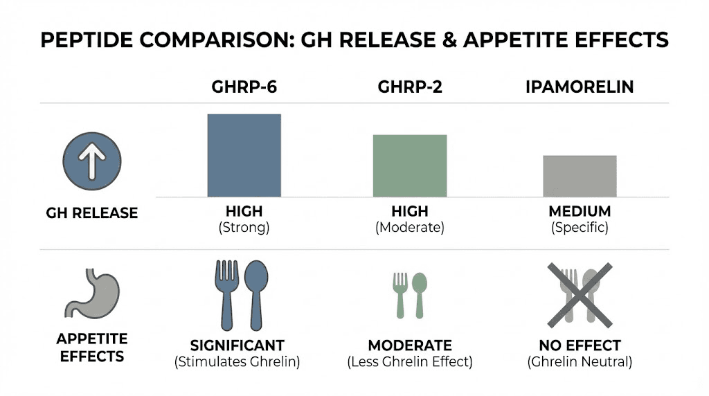 Growth hormone secretagogue peptide comparison chart for fat loss