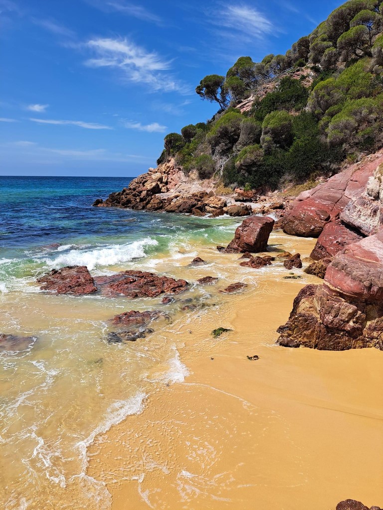 Coastal view of waves against rocks