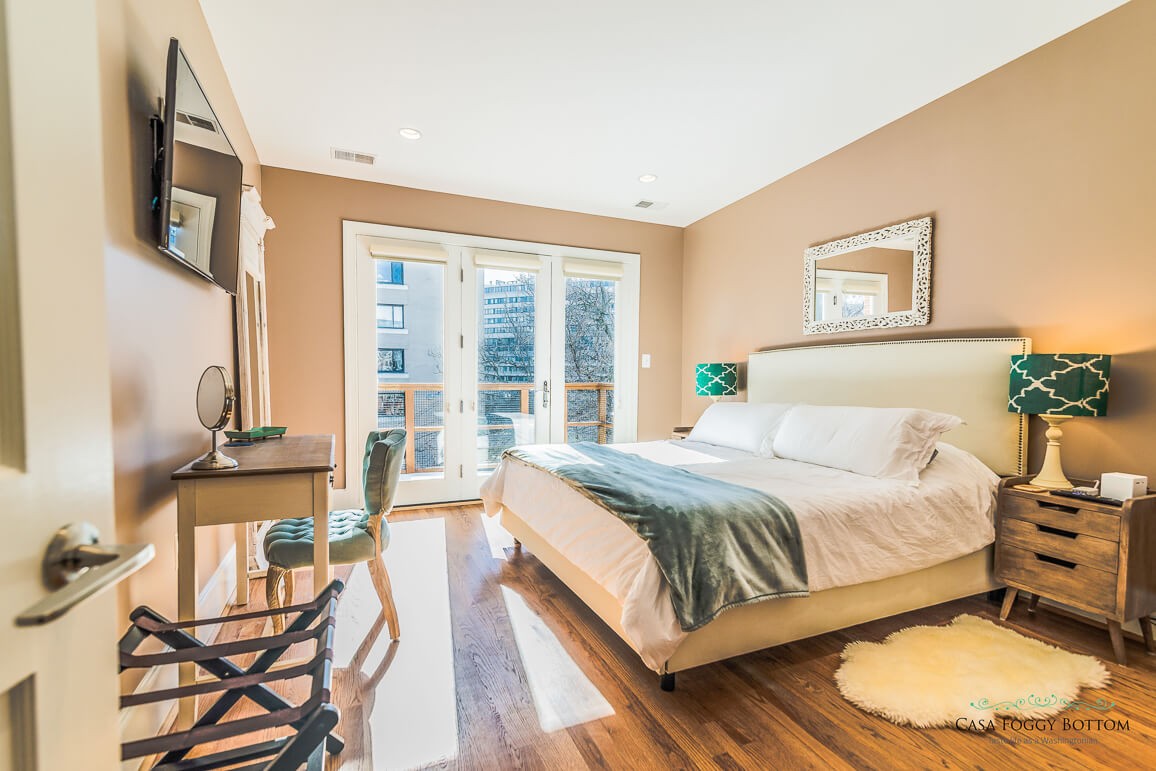 Our freshly cleaned vacation rental bedroom in Washington, DC prepared for the next guest.