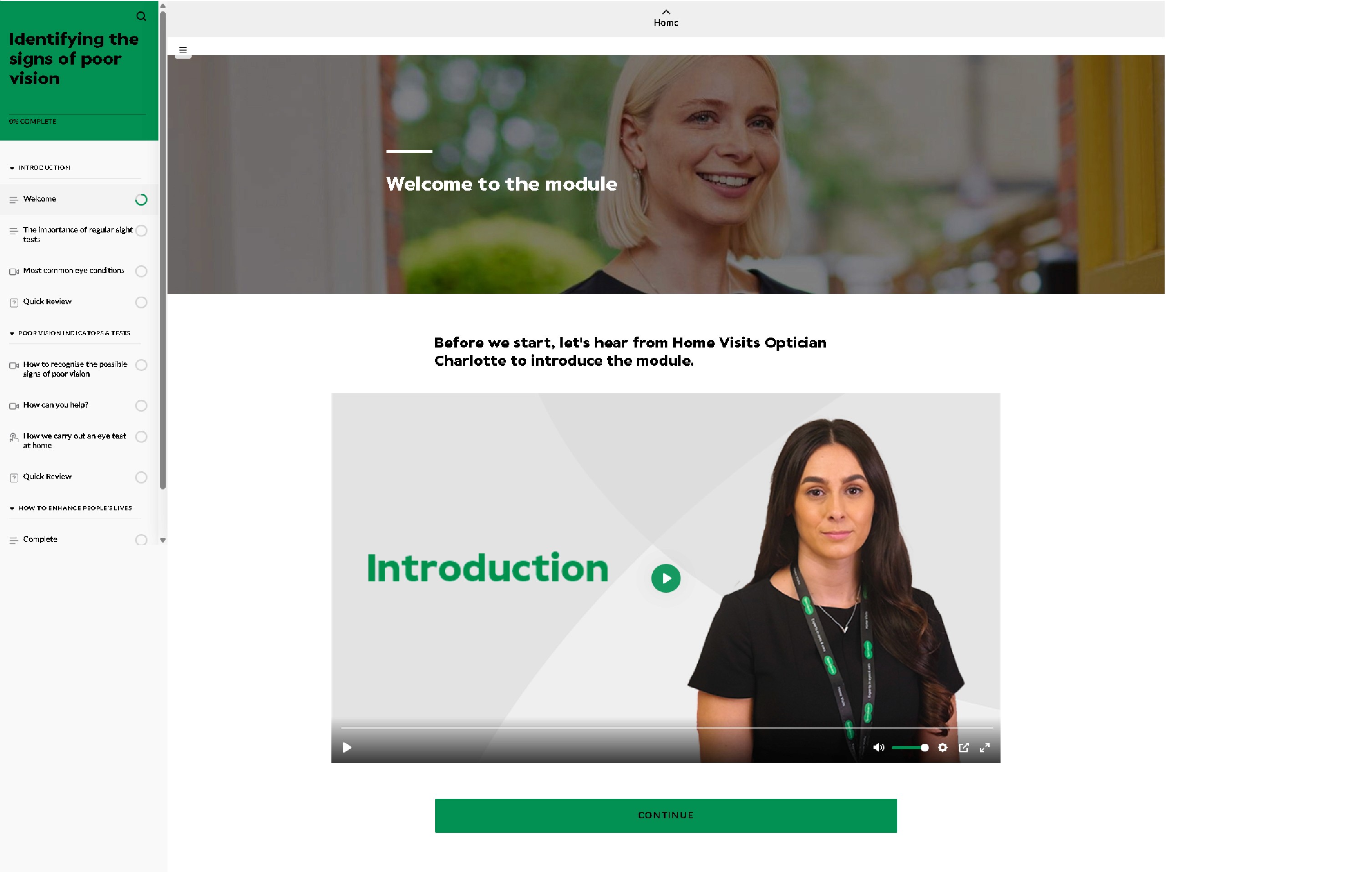 A screenshot of a Specsavers Module. 