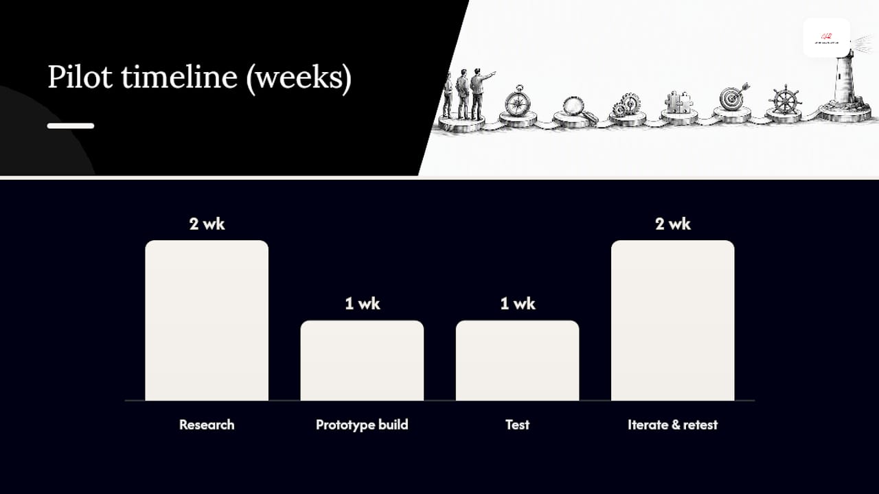 How to Run a Small Legal Design Pilot in Six to Eight Weeks — overview diagram