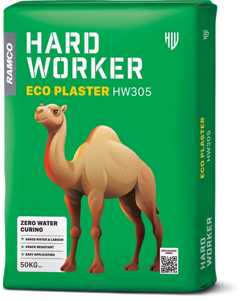 Hard Worker Eco Plaster - Self-curing wall plaster. No need for water curing.