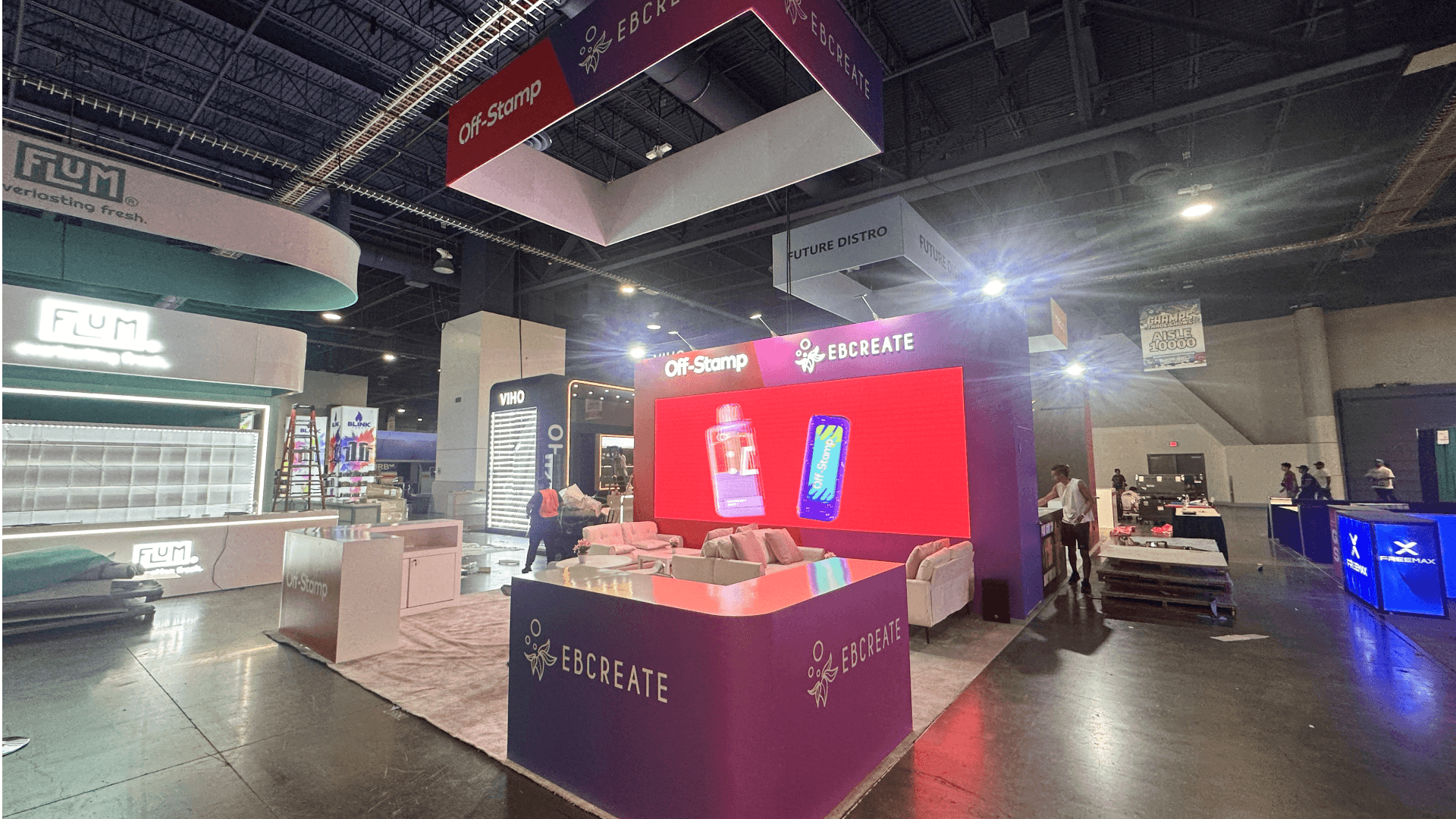 CHAMPS retail product display booth with product wall and display counter