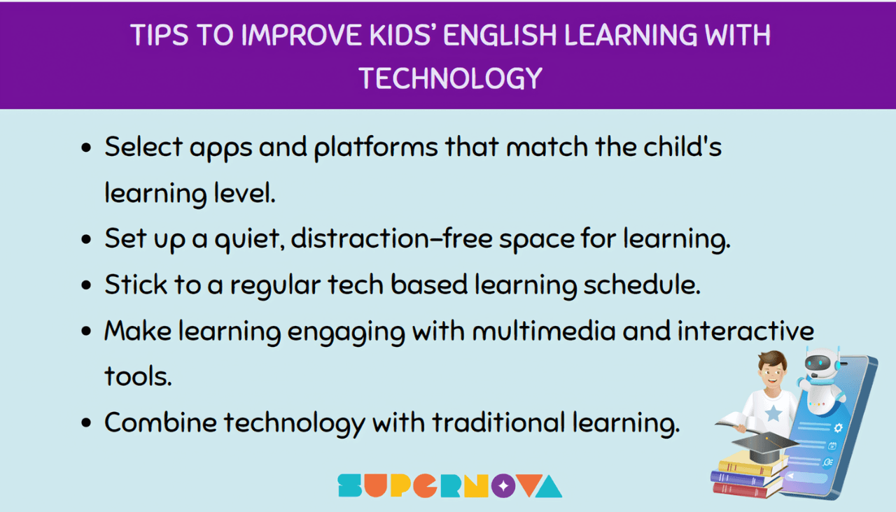 Tips to improve kids' English learning with technology