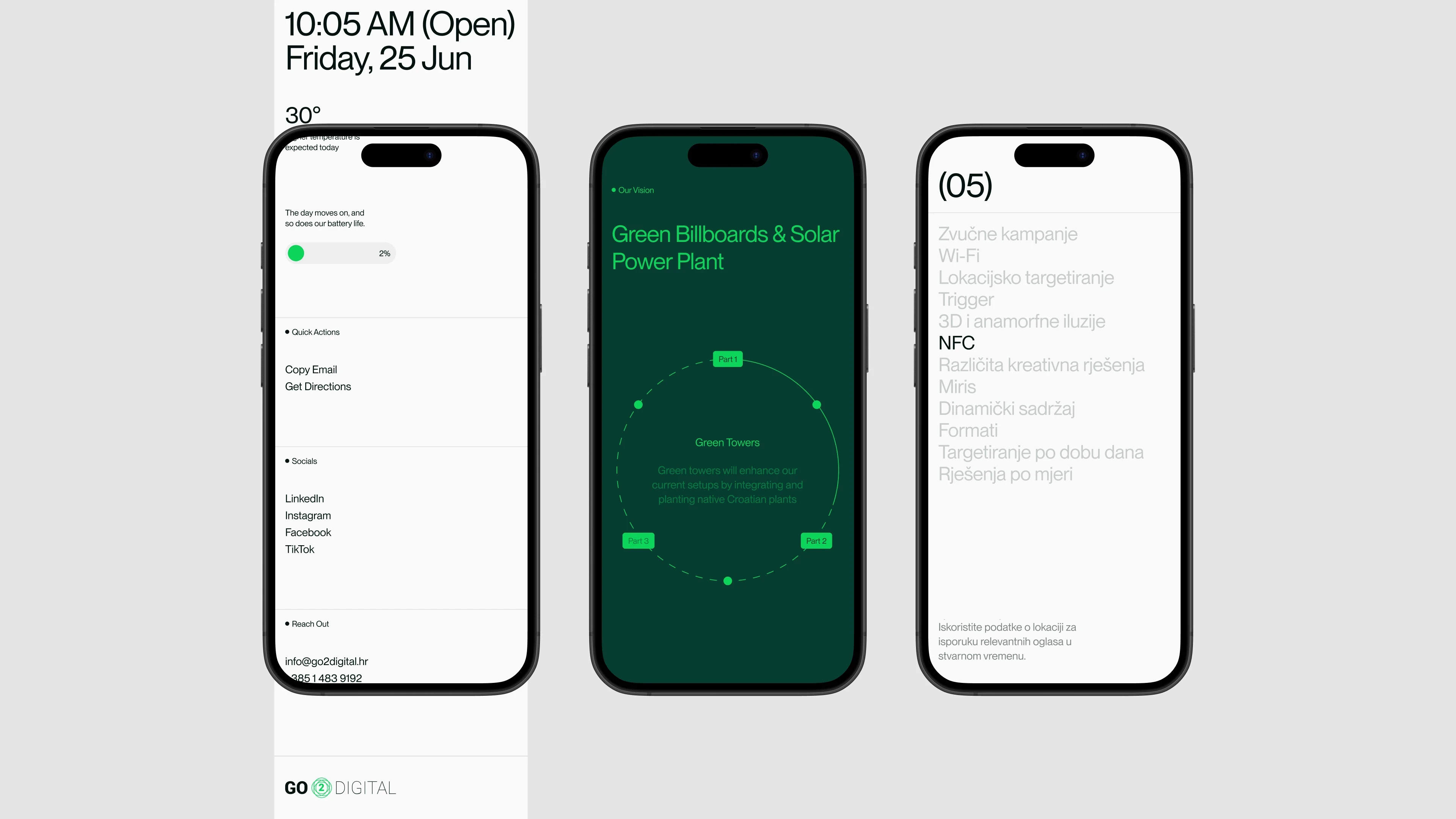 go2digital 3 phones with different screens from the website