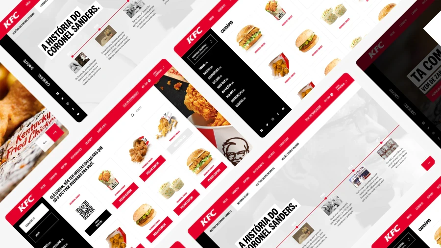 Telas do aplicativo KFC Brasil projetadas pela Wama