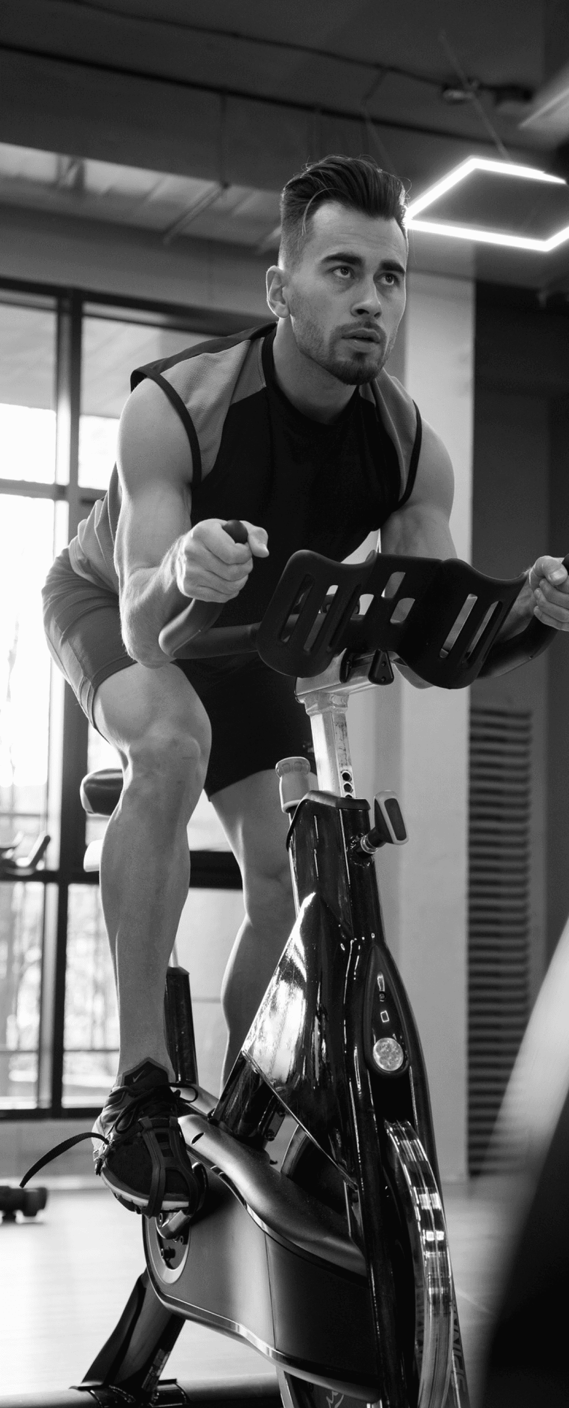 Man doing cycle and resistance fusion workout