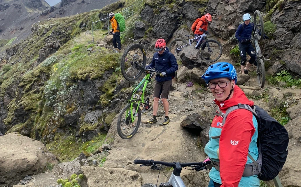 Riders going down mountain