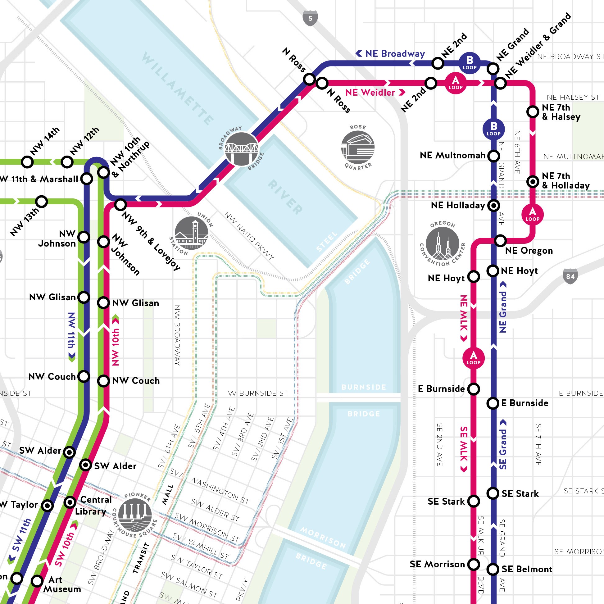 transit route map design for portland streetcar new brand