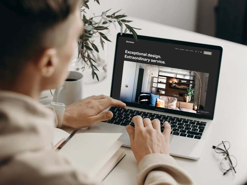 Person using laptop mockup