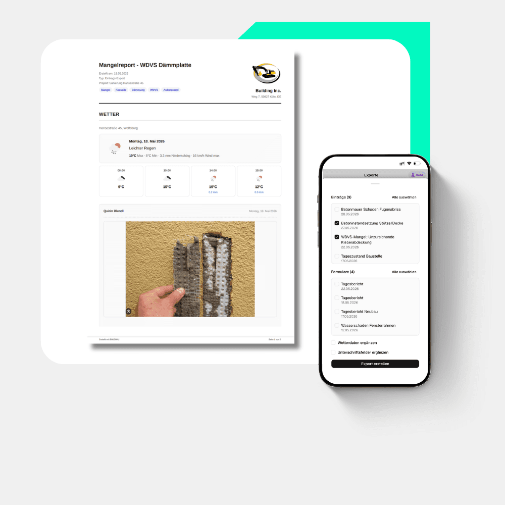 Fertiger Export aus der App