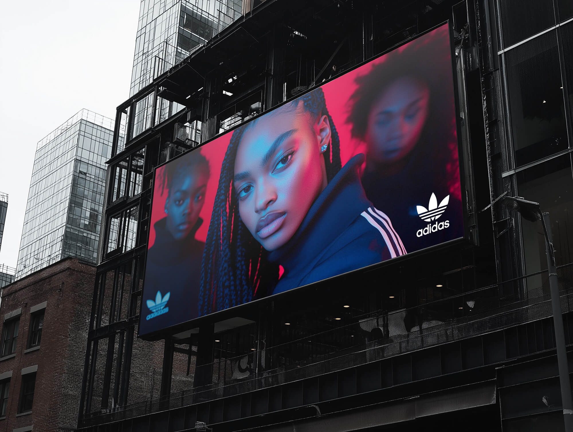 a billboard with adidas advertisment on it