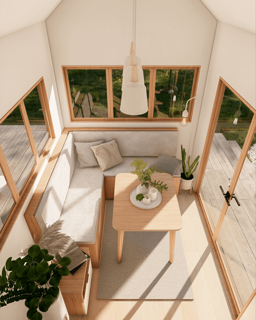 Nordic House 7m/24ft tiny house living room