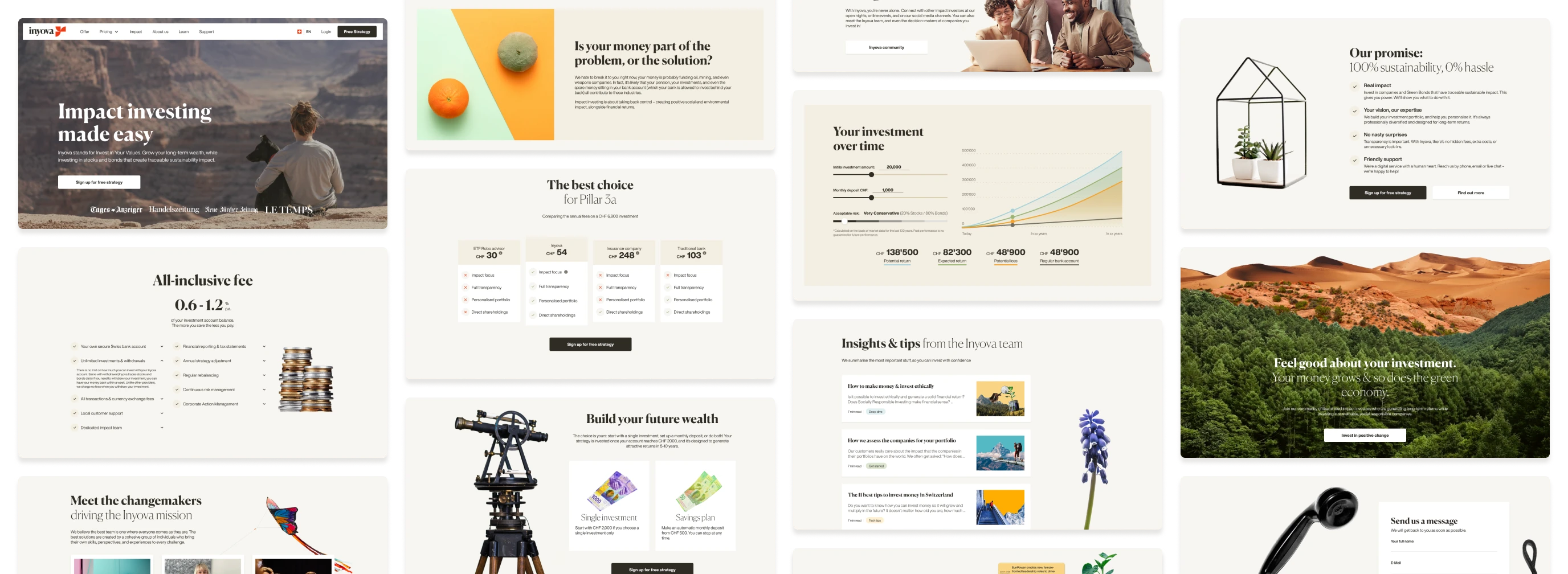 Examples of visual updates applied to the website interface.