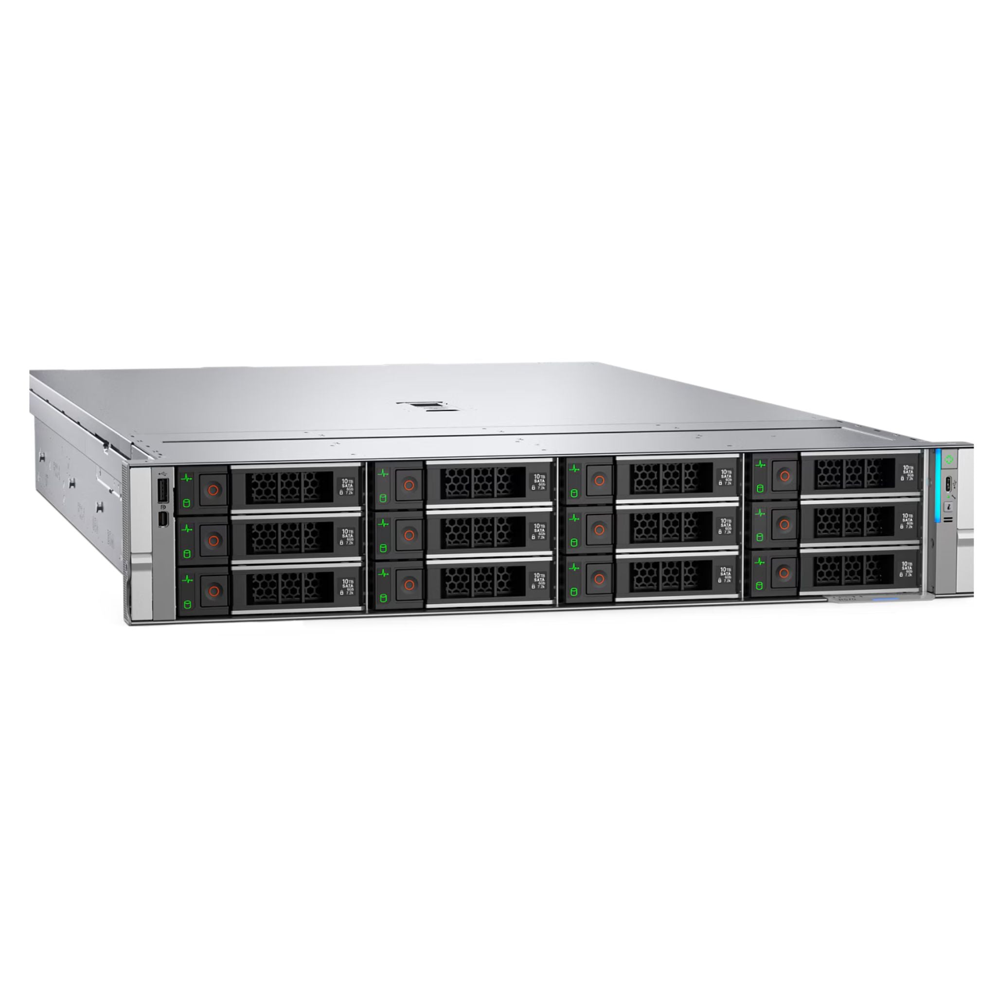 Servidor Dell PowerEdge R570 rack frontal con múltiples bahías de almacenamiento