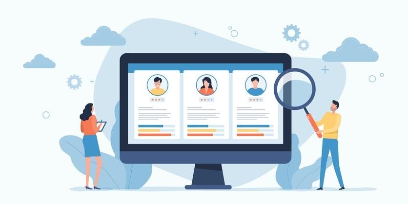 An illustration showing the concept of applicant tracking systems in action.