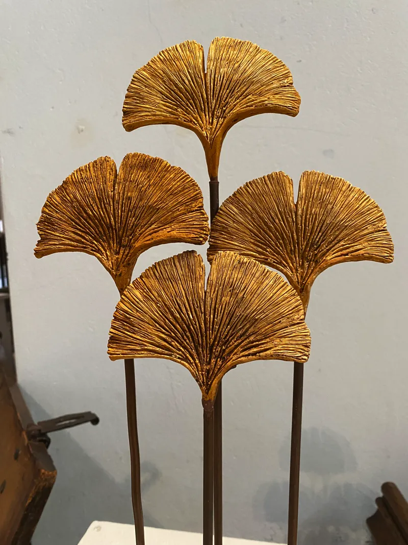 group of ginko wave sculptures indoor
