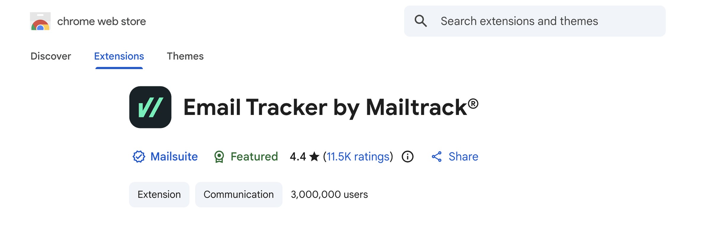 Email Tracker by Mailtrack extension on Chrome Web Store