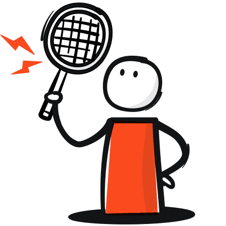 Two puzzle pieces, one orange and one white, are about to connect, with small action lines indicating movement.