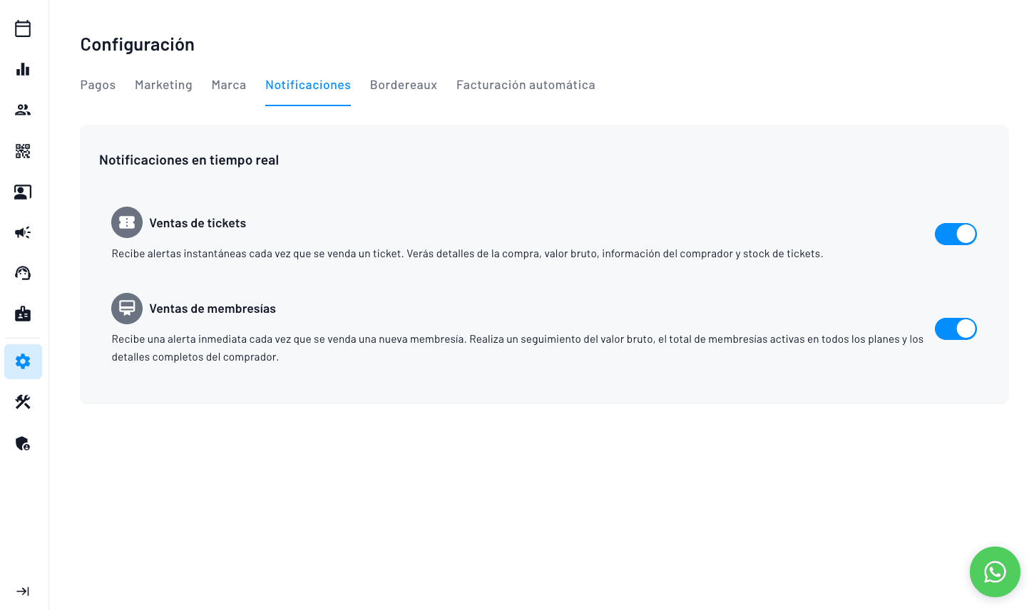 comunicación sobre la producción de los eventos del centro